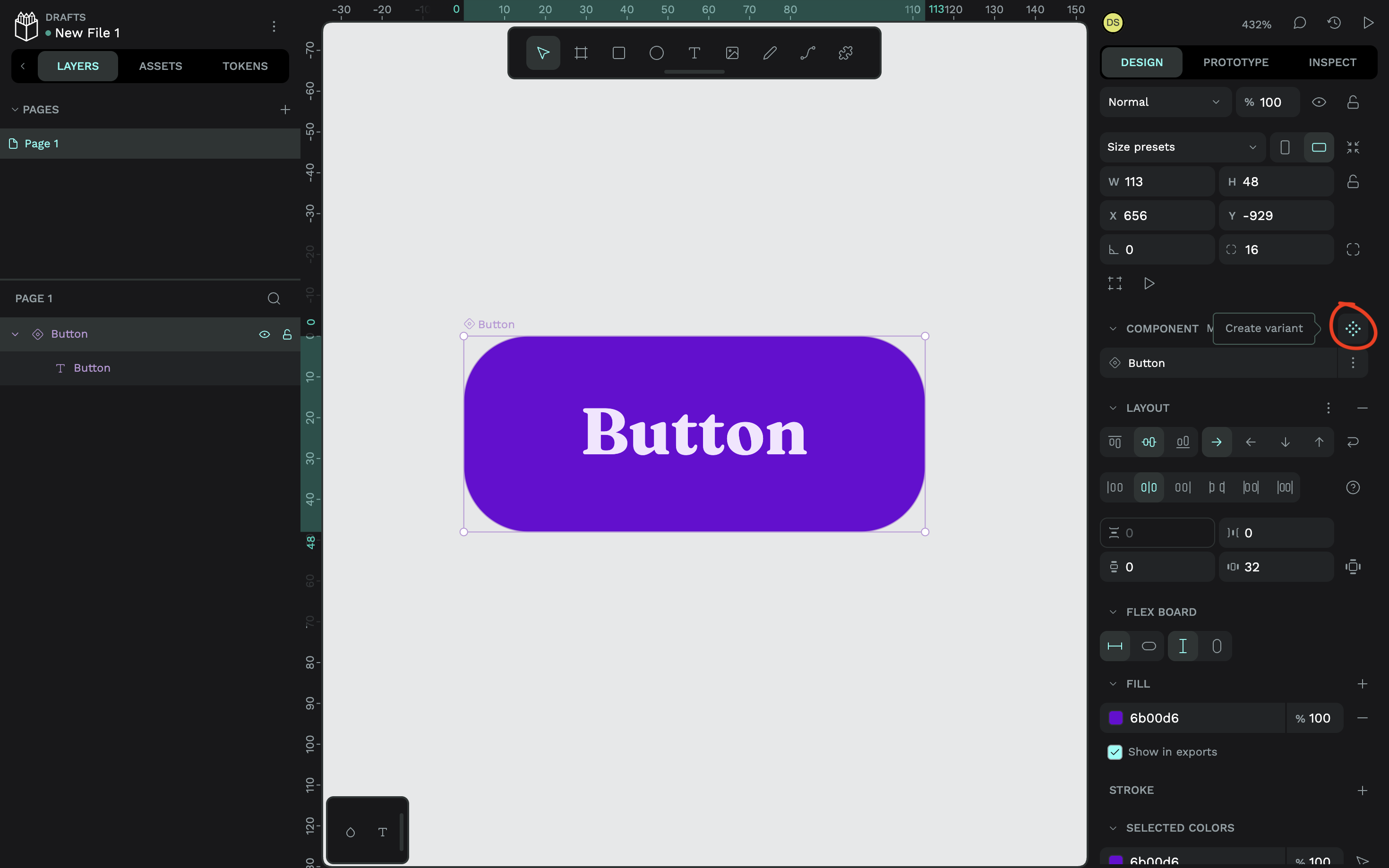 Creating a component variant in Penpot