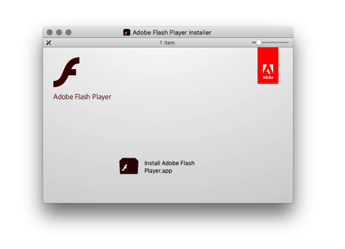 Screen showing the Adobe Flash player installer