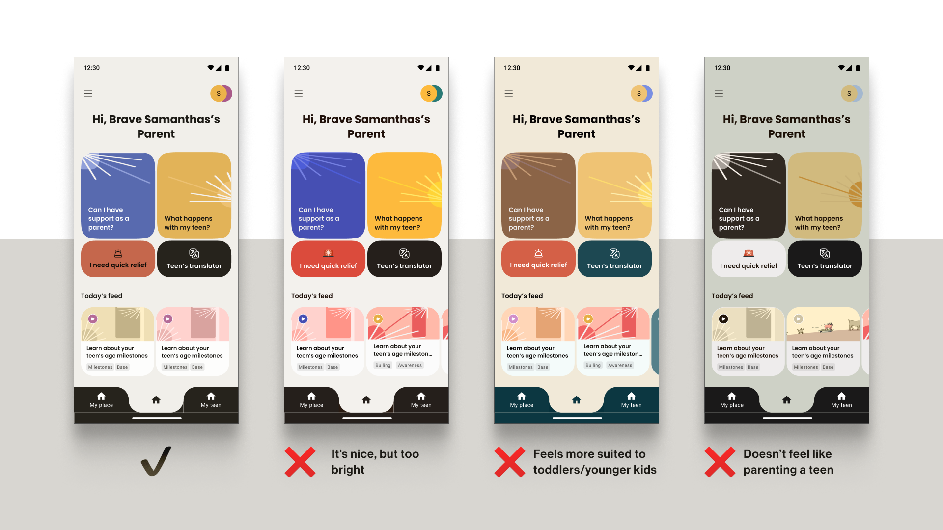 Parent preference feedback for Teeni’s palette options