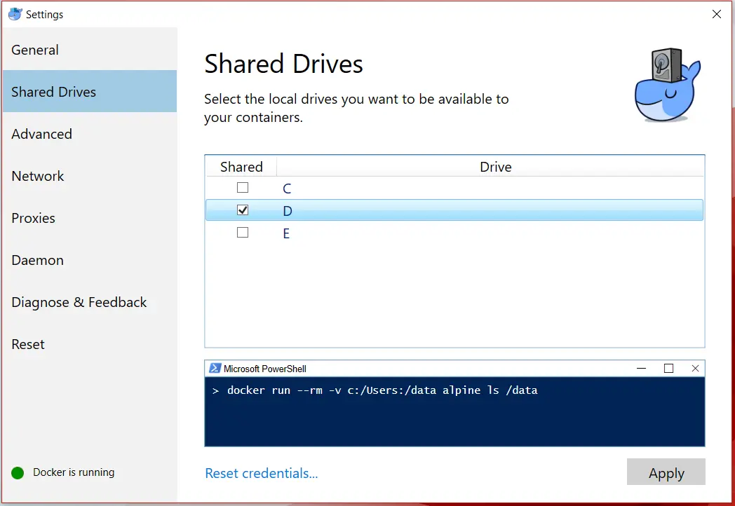 Docker設置：共享設備