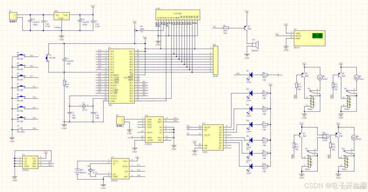 0122-基於單片機-冰箱(冷藏+速凍+化霜)-系統設計(1602+DHT11+PCF8591+24C02+1302)_#51單片機
