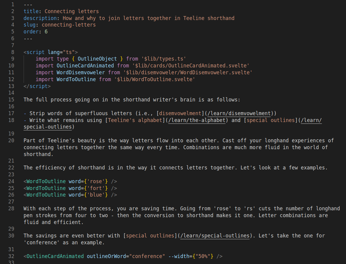 Showing raw Markdown code in a code editor with syntax highlighting.