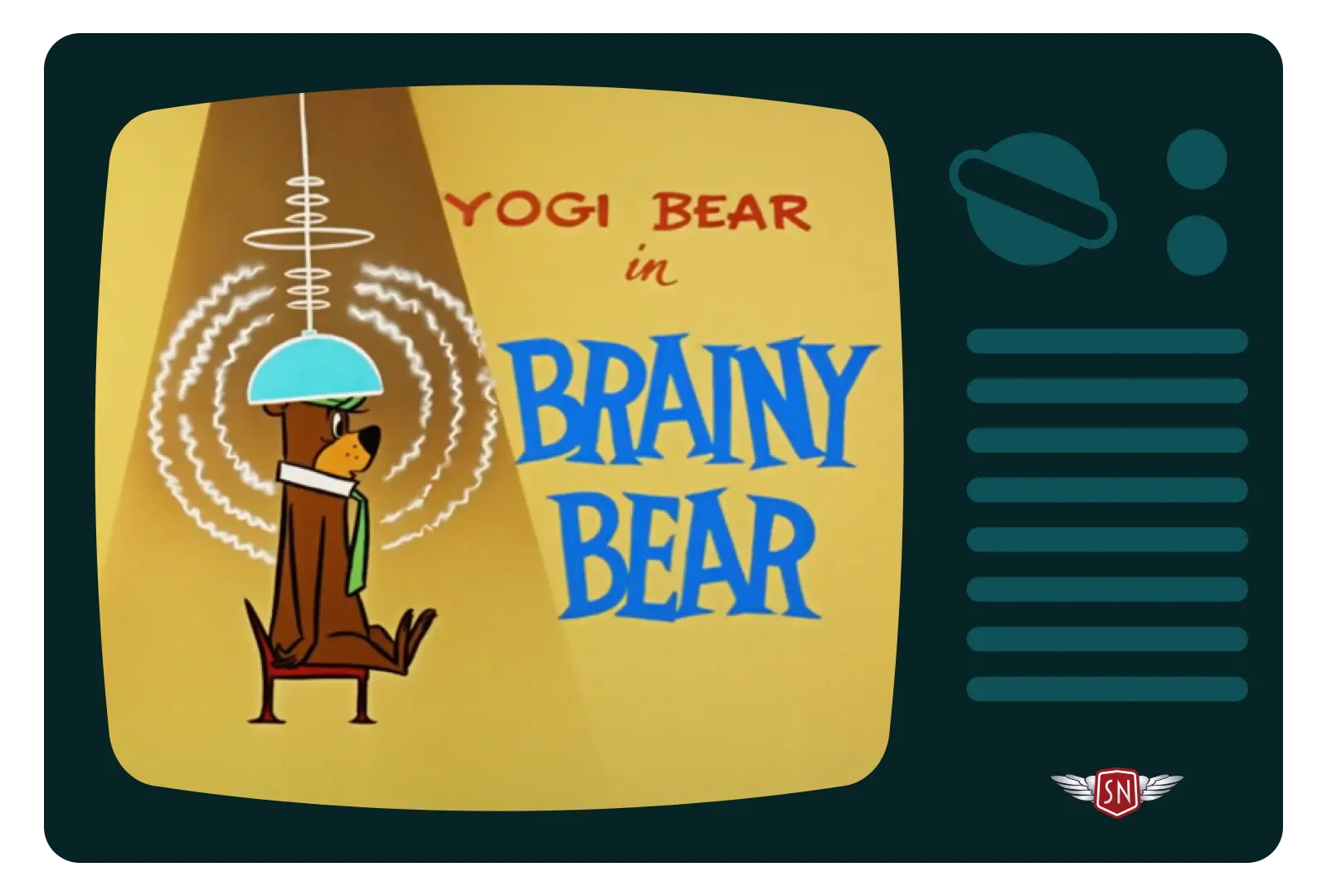 The Yogi Bear Show illustration where Yogi’s head is under the dome, and energy radiates around him