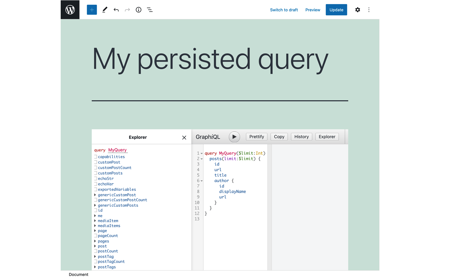 Block with a GraphiQL client