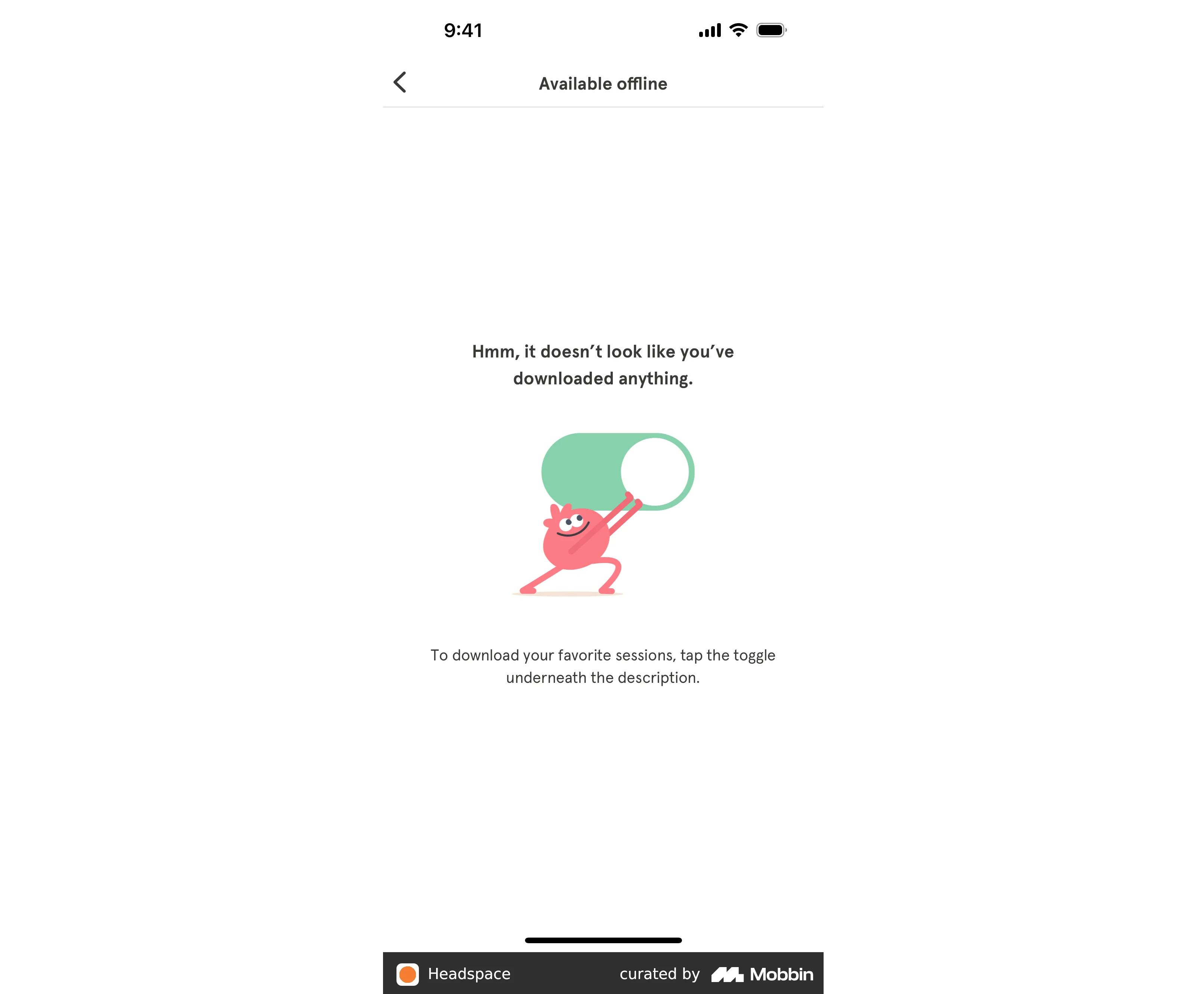 Empty state message containing user guidance on further actions
