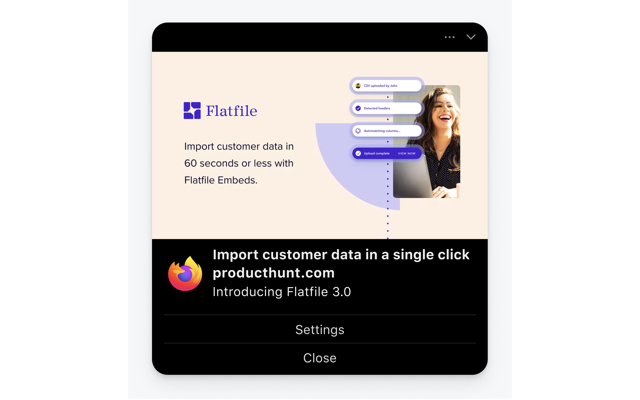 A screenshot of Flatlife listed from Product Hunt on Firefox macOS