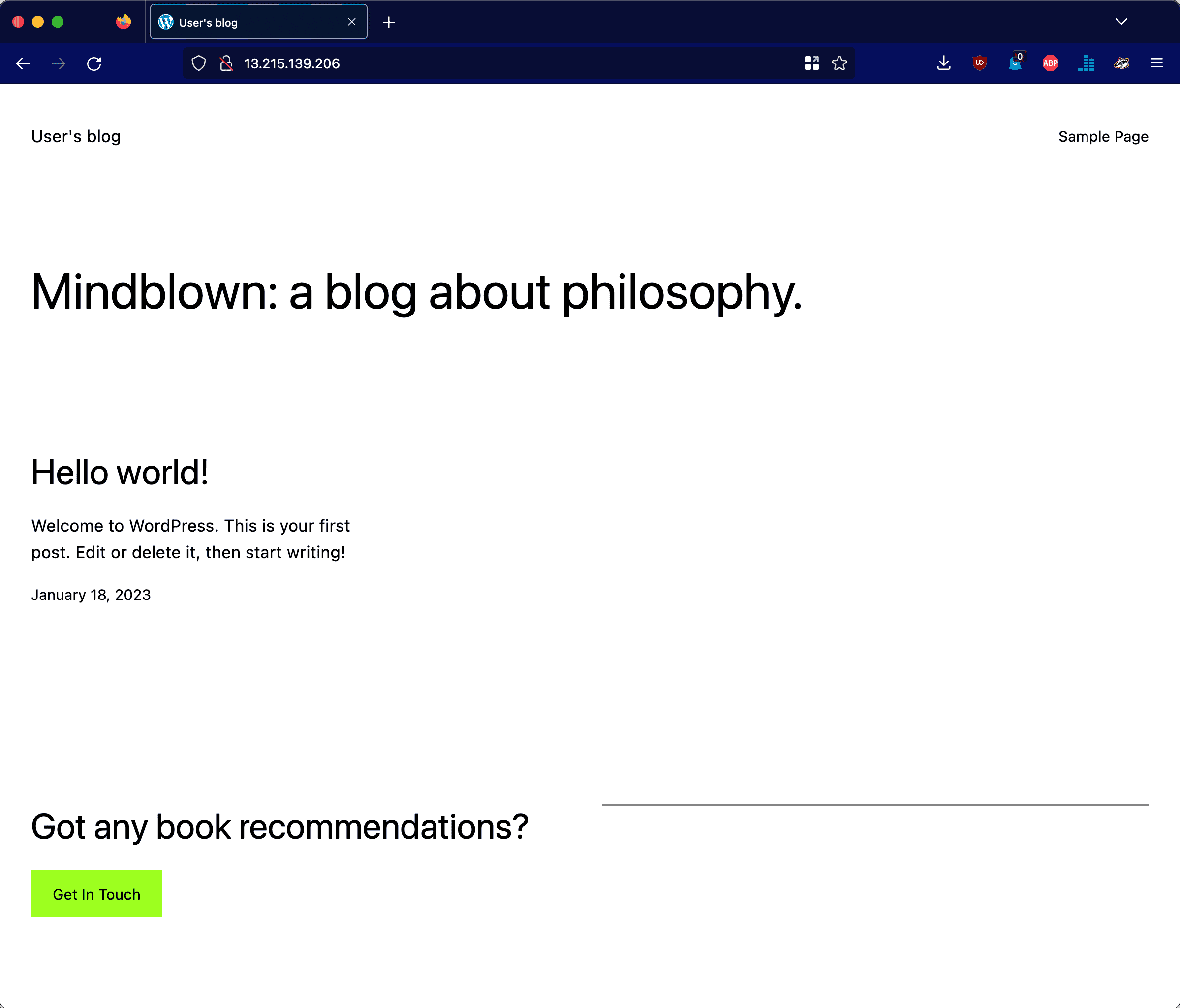 Accessing the WordPress site
