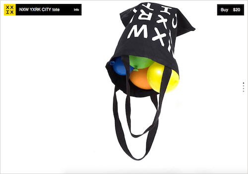 Screenshot from the XXIX Store site