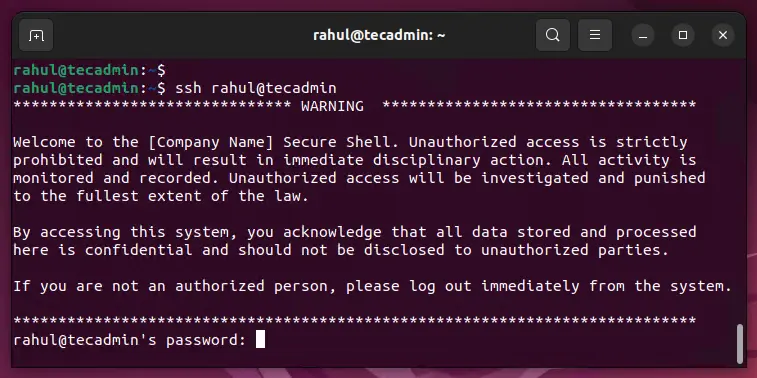 SSH Show Custom Banner Message