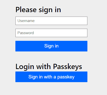 Login form with passkey