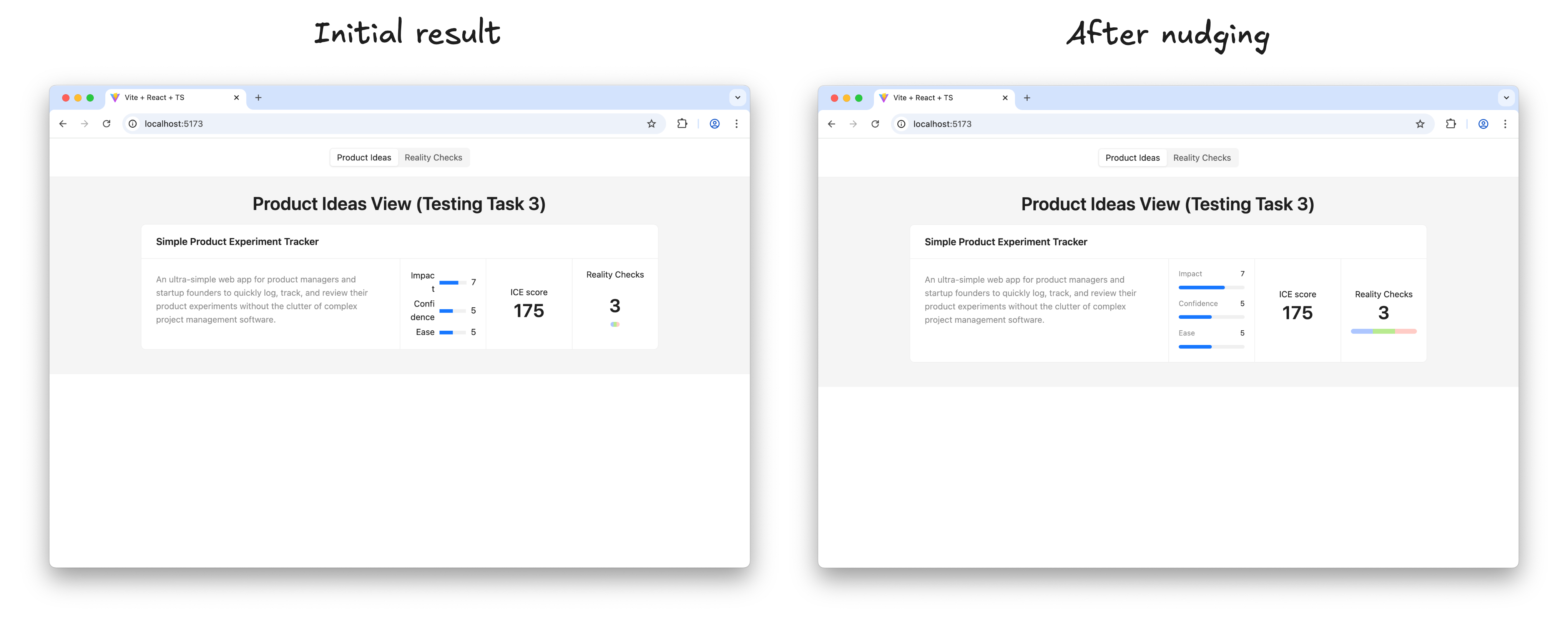 A before-and-after comparison showing the UI's visual improvement.