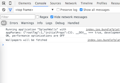 Logged message in the console.