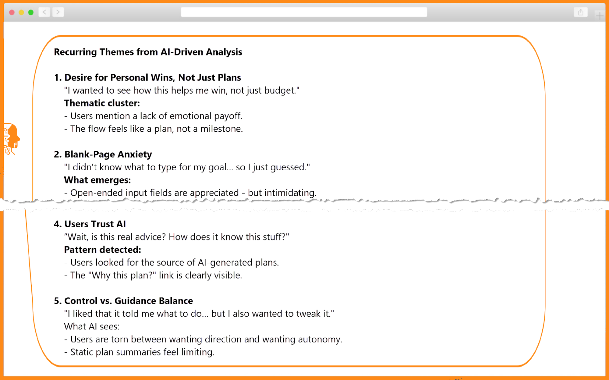 AI-generated synthesis of the Day 5 usability testing