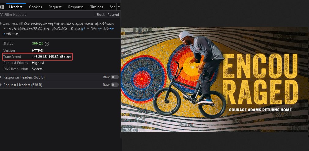 Optimized image which is around 146 kB as being transferred