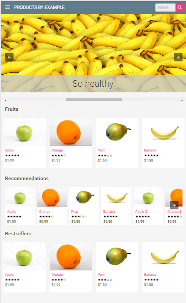 AMP e-commerce home page