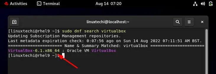 Dnf-Search-VirtualBox-RHEL9