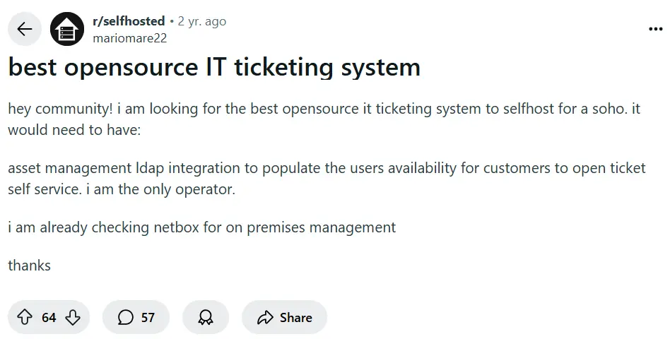 best open-source IT ticketing system