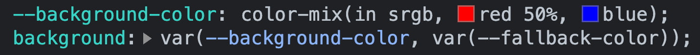 Unsupported browsers, like Chrome, will use color-mix() as a value