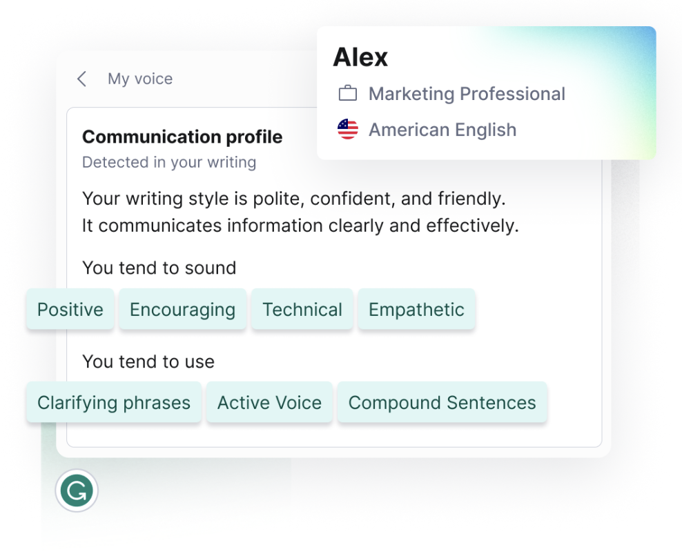 Screenshot from Grammarly