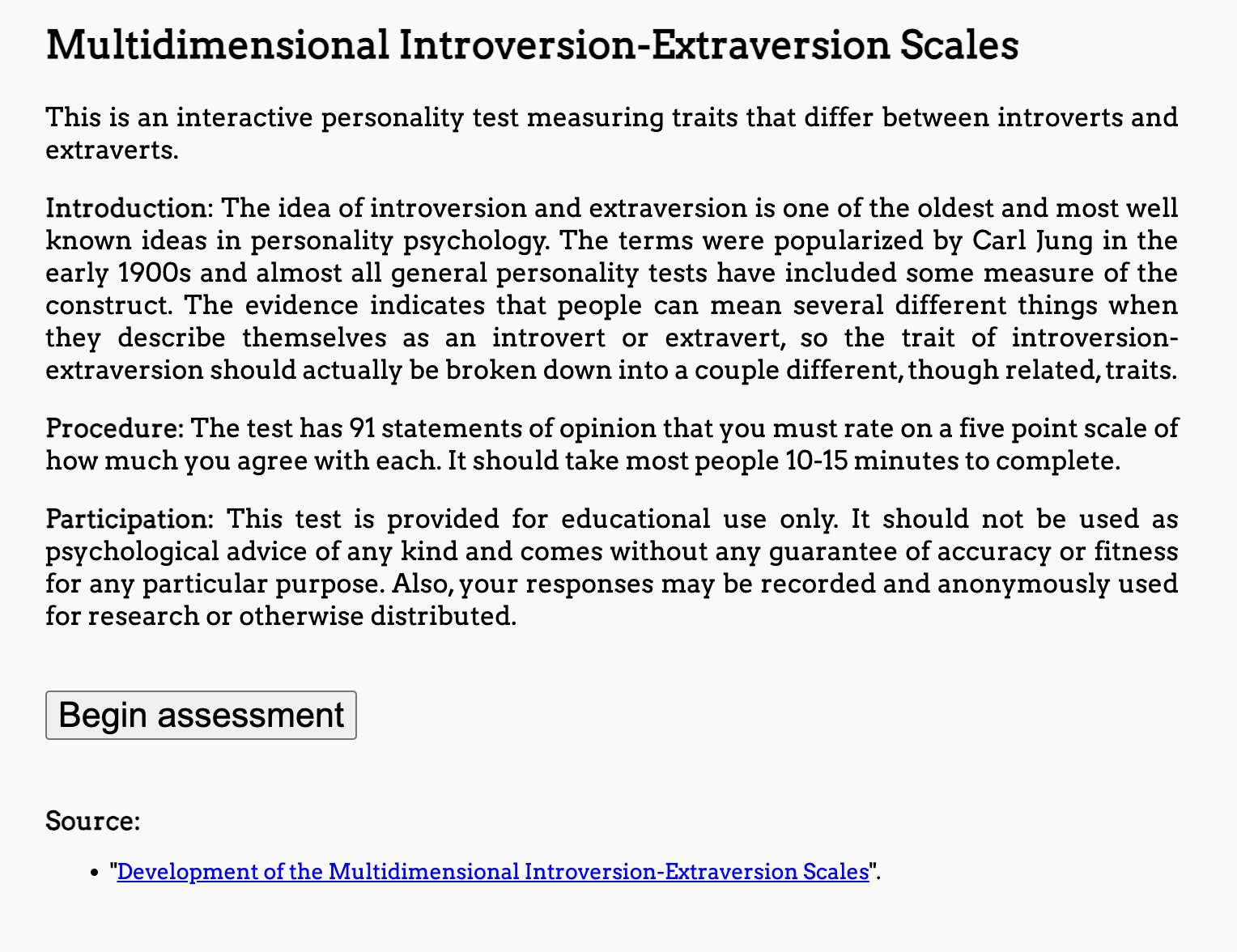 First page of the MIES online.