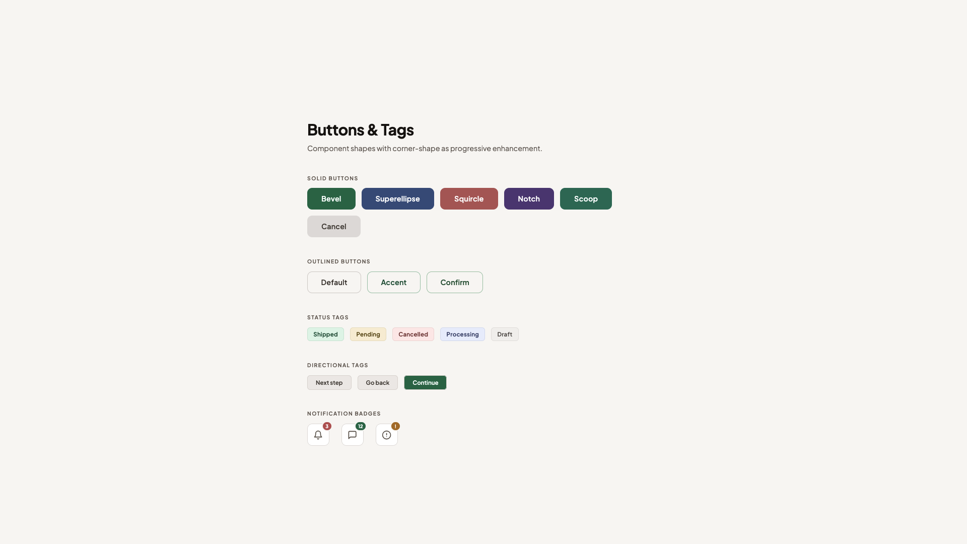 Buttins and tags before