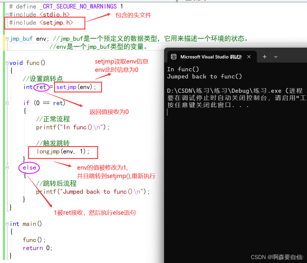 6種轉移表實現整合longjmp()/setjmp()函數和qsort函數詳解_switch語句