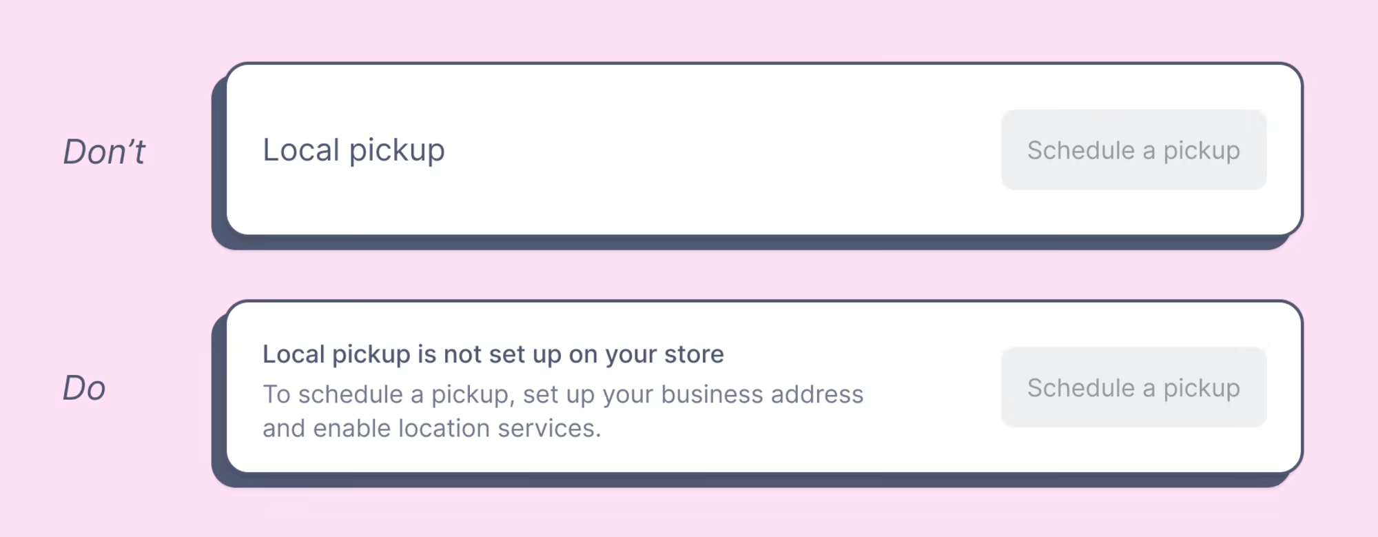 An example with and without an error message