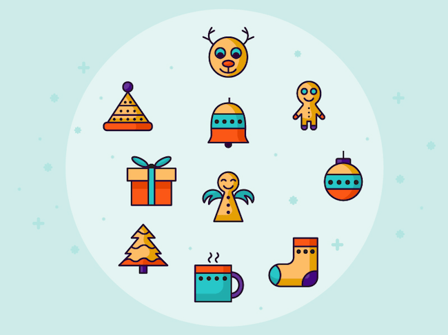 Retro Christmas Icon Set
