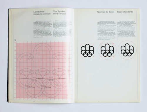A page from the Montreal Olympics Graphics Manual about the design of the logo.