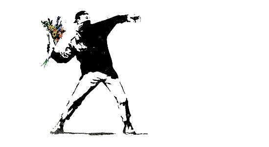 Banksy flower thrower.
