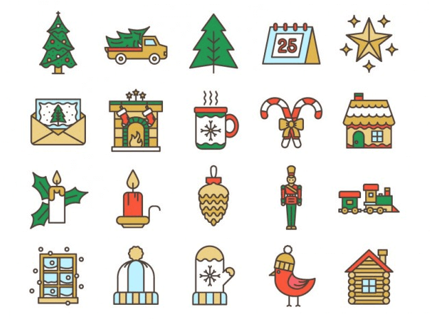 Lovely Christmas Icon Set