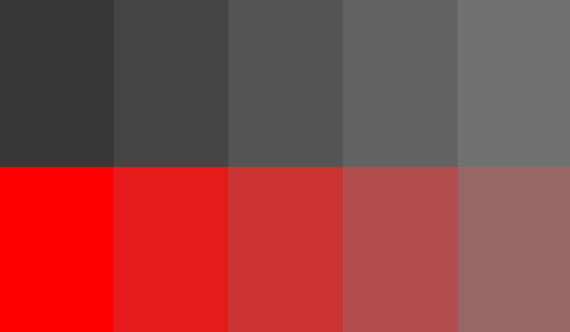 Red color swatches increasingly desaturated, with grayscale filter applied to top half
