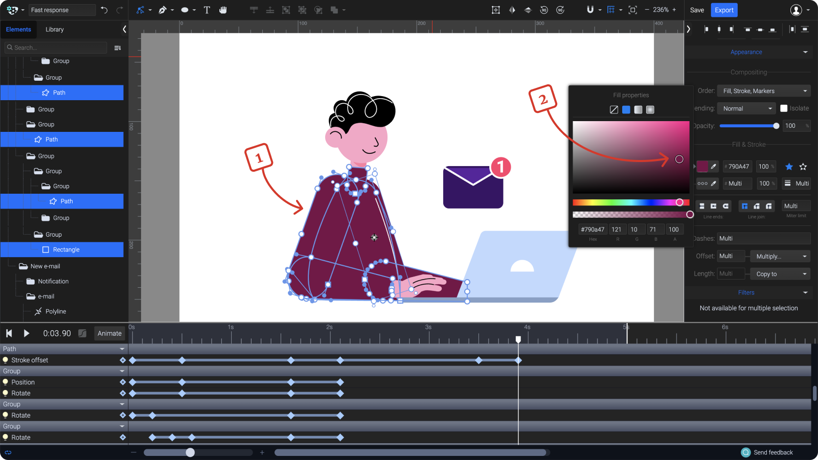 A screenshot showing how to change the color of the initial Lottie animation