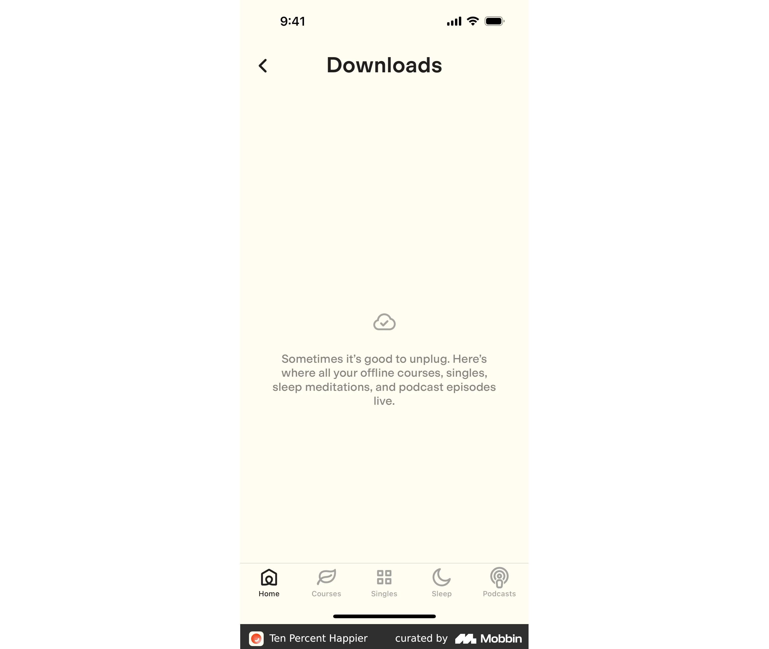 Empty state message without user guidance on further actions