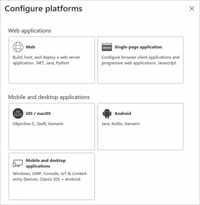 Screenshot of the Platform configuration pane in the Microsoft Entra admin center.