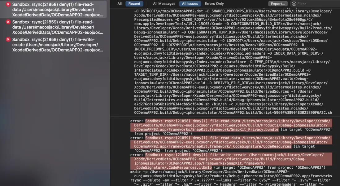 Sandbox: rsync(21858) deny(1) file-read-data