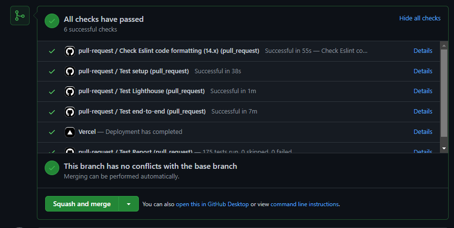 An example of automated checks on a Github Pull Request