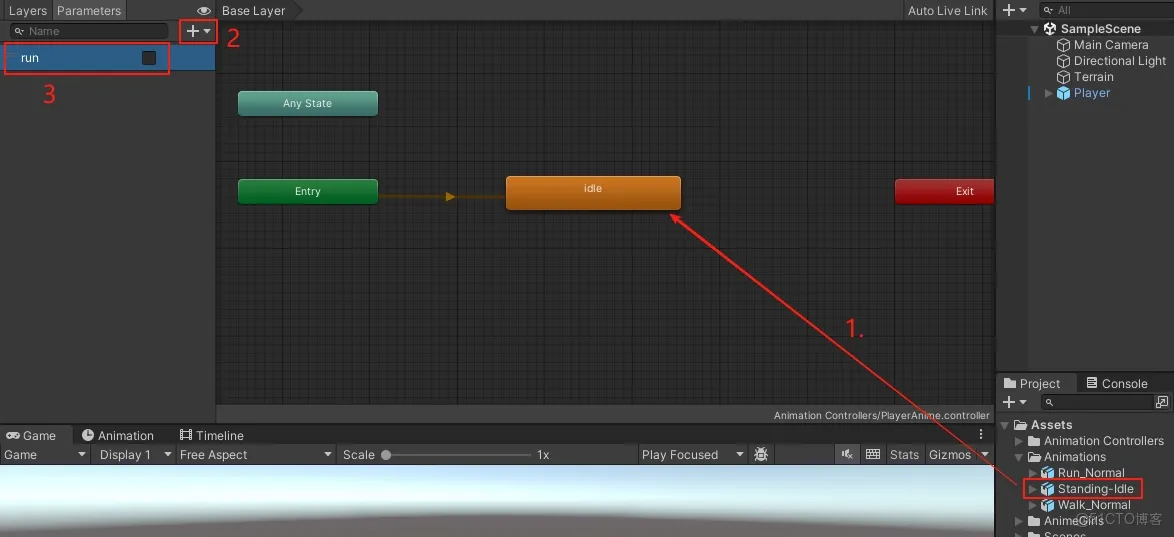 【Unity3D實例-功能-移動】角色行走和奔跑的相互切換_c#_04