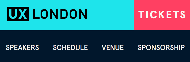 An image of the responsive navigation used on UX Longdon 2017.