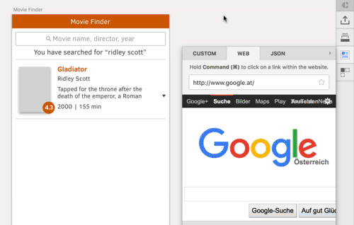 The image shows how to fill an empty rectangle with a movie image from the web