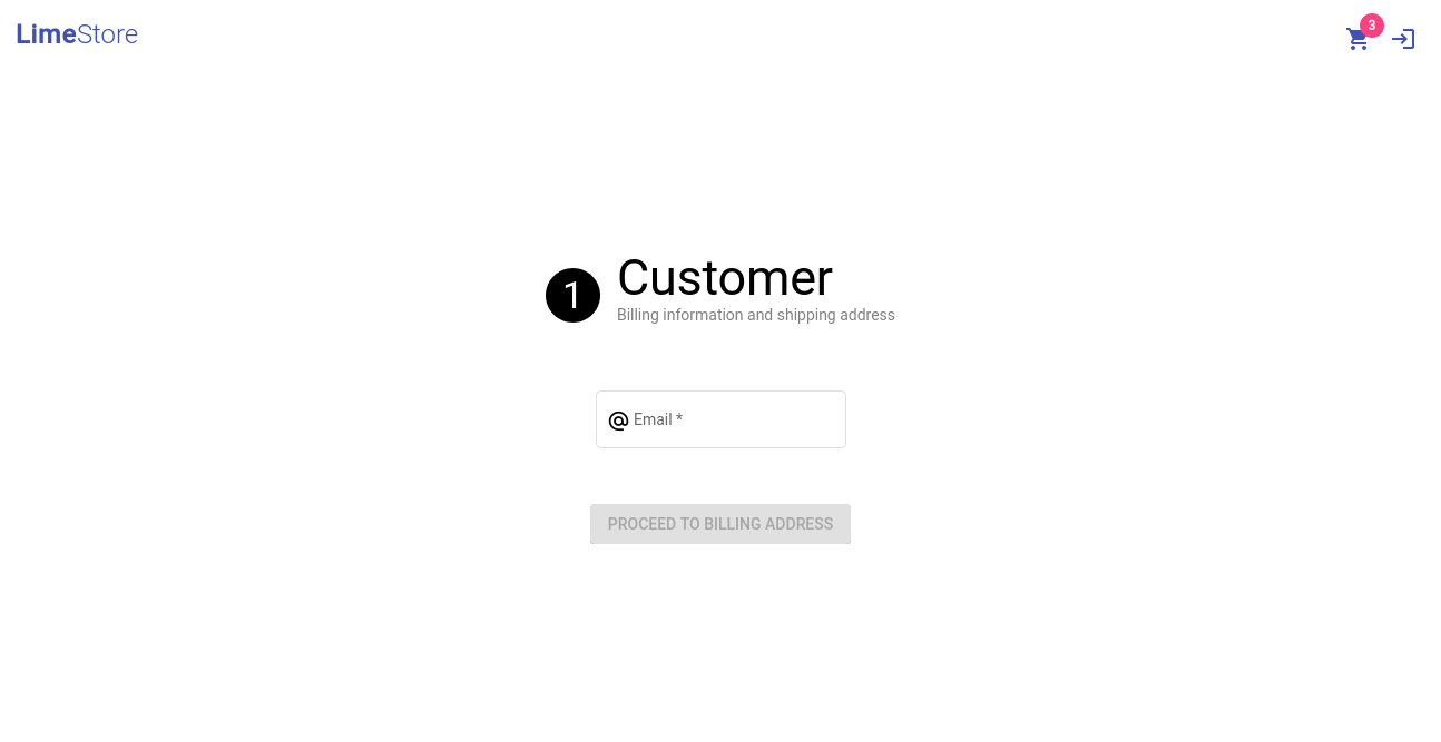 Screenshot of customer page