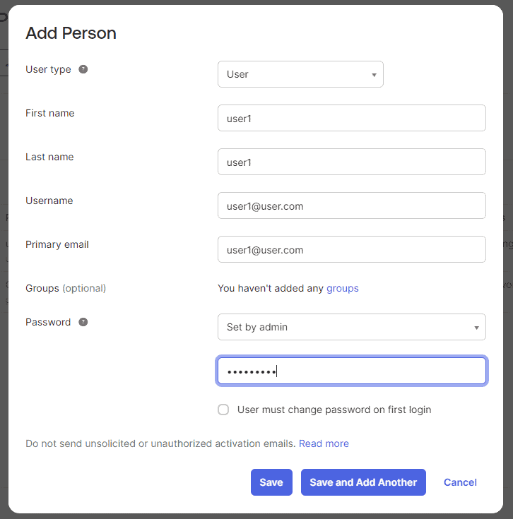 添加新 Okta 用户
