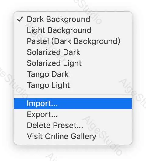 導入 iTerm2 顏色預設 —— From AigeStudio