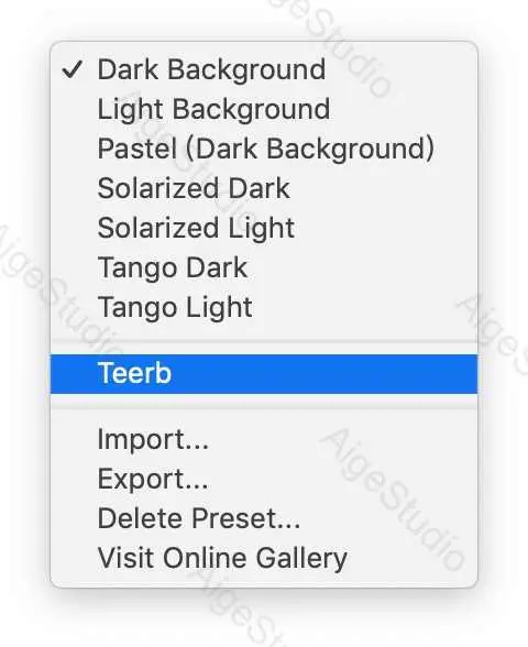 iTerm2 導入顏色設置 —— From AigeStudio