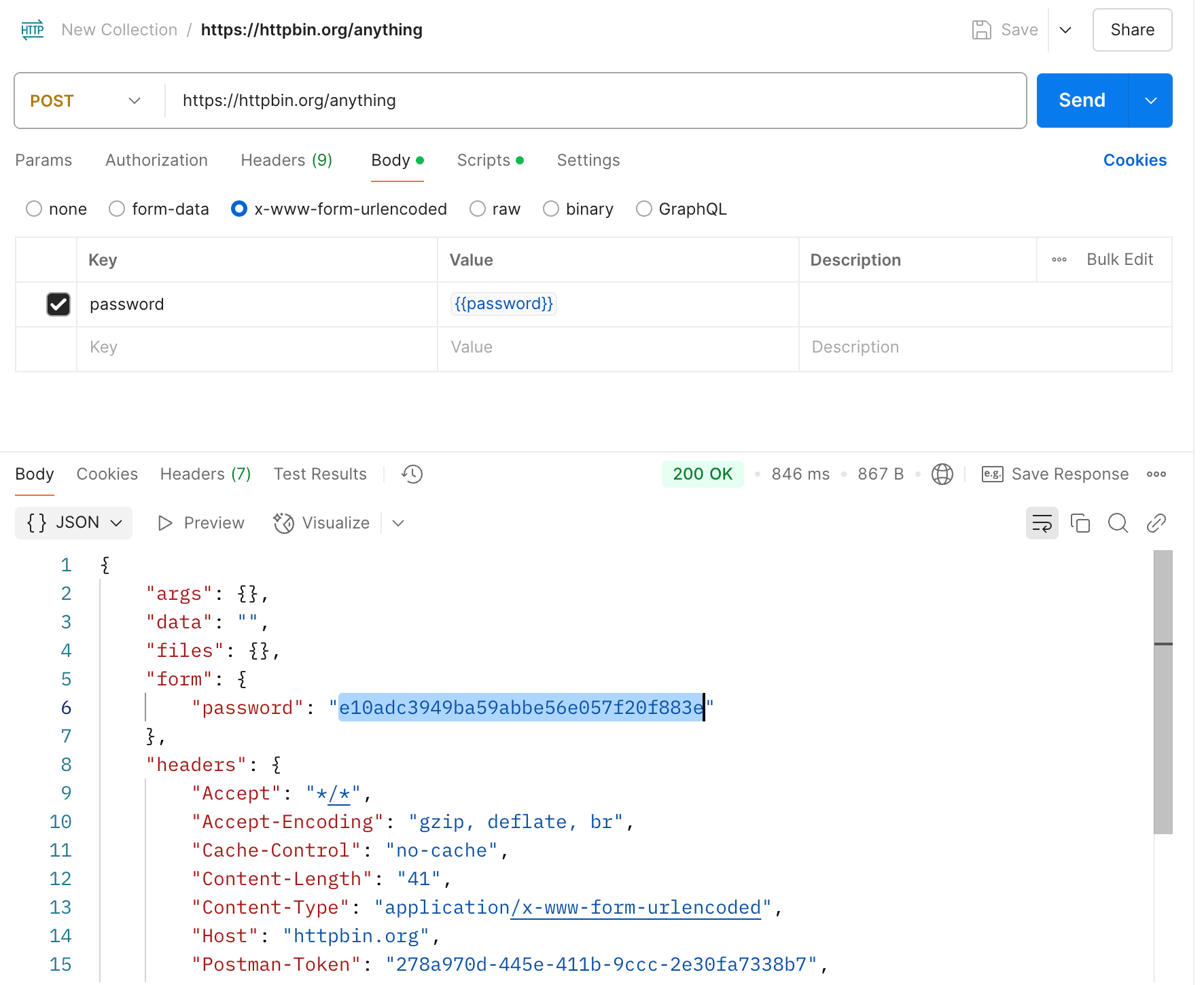 Postman前置腳本界面