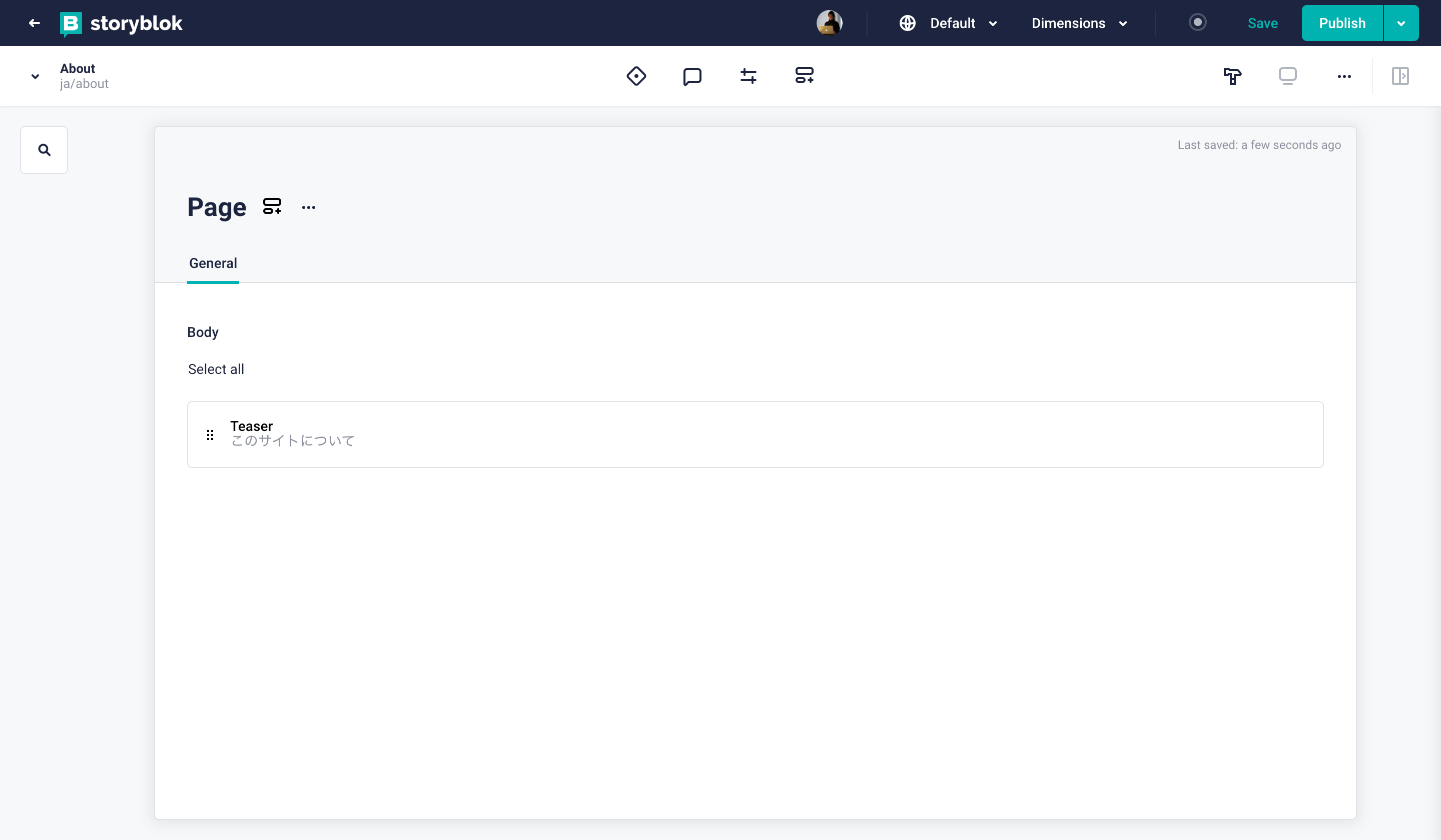 Storyblok page general teaser