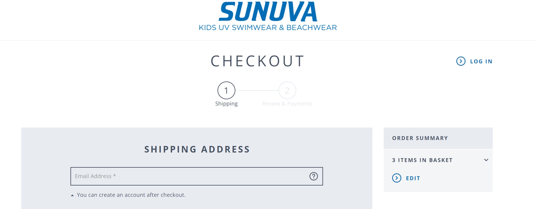 A screenshot of the page with a shipping address