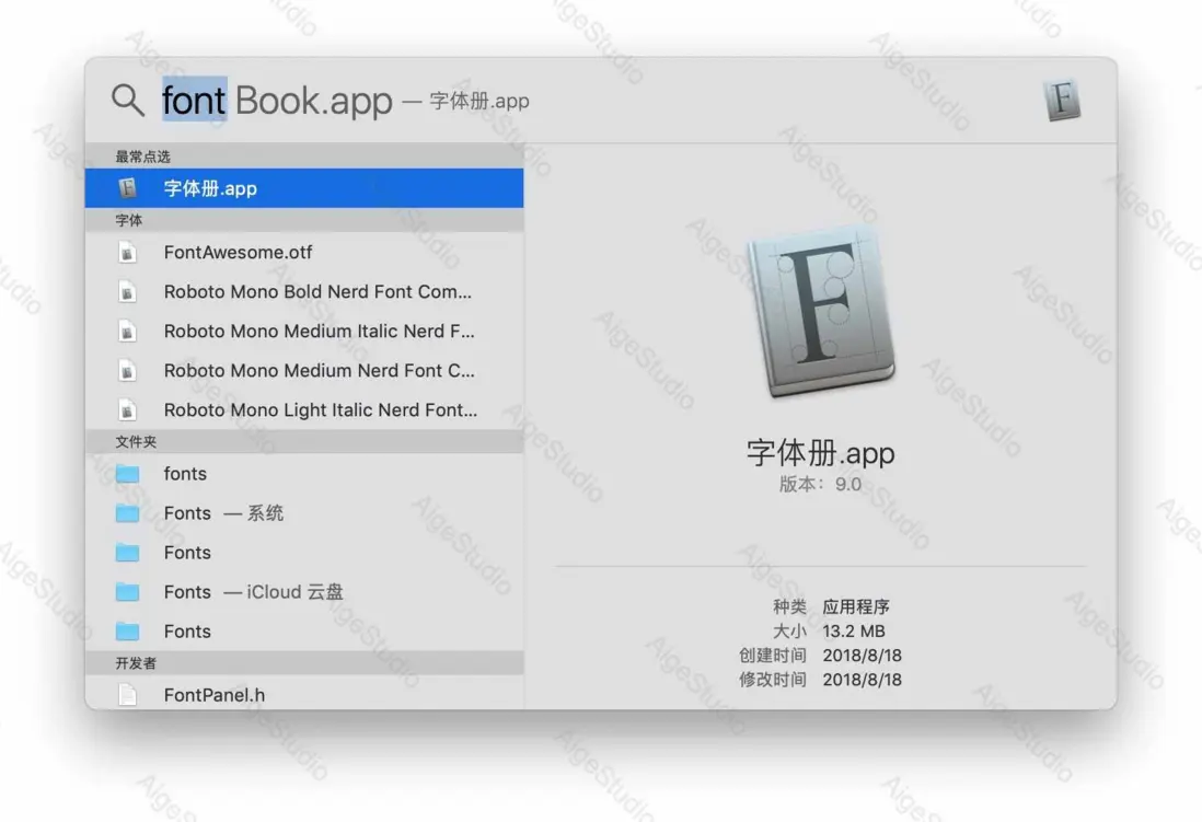 從 Spot 查找 Font Book —— From AigeStudio
