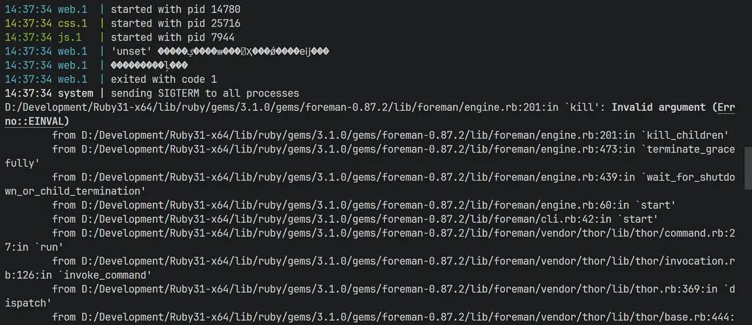 unset為linux命令，報錯