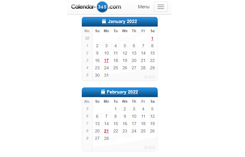 Calendar-365 which uses table HTML elements to create calendar tables